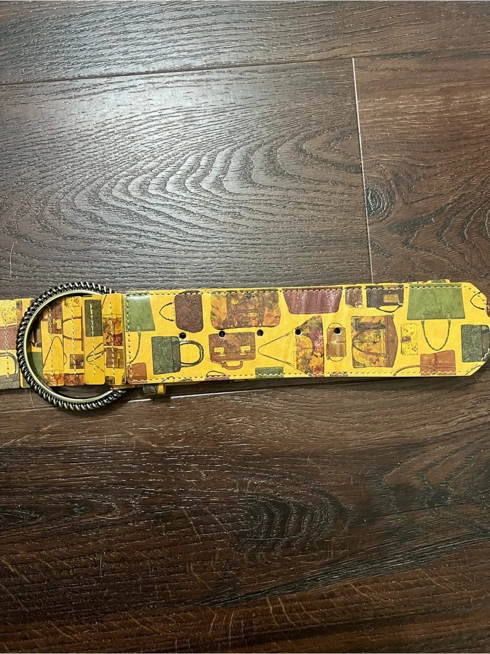 Patricia Nash Vintage Style Yellow Patchwork Stretch Belt